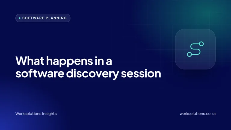 Worksolutions Insights article cover: What happens in a software discovery session, and how to prepare